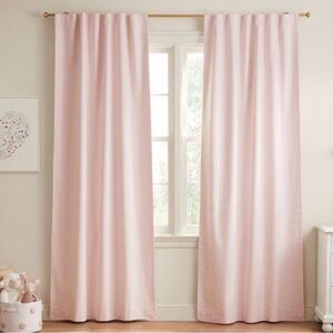 Pottery Barn Kids Set of 2 Evelyn Linen Blackout Curtain Panel Blush 44x84”